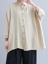 Solid Loose Plus Size Bat Sleeves Blouse